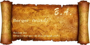 Berger Anikó névjegykártya
